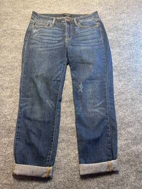 Judy Blue Relaxed Fit Mid Rise Whisker Distressed Denim Jeans Size 11/30 Utility